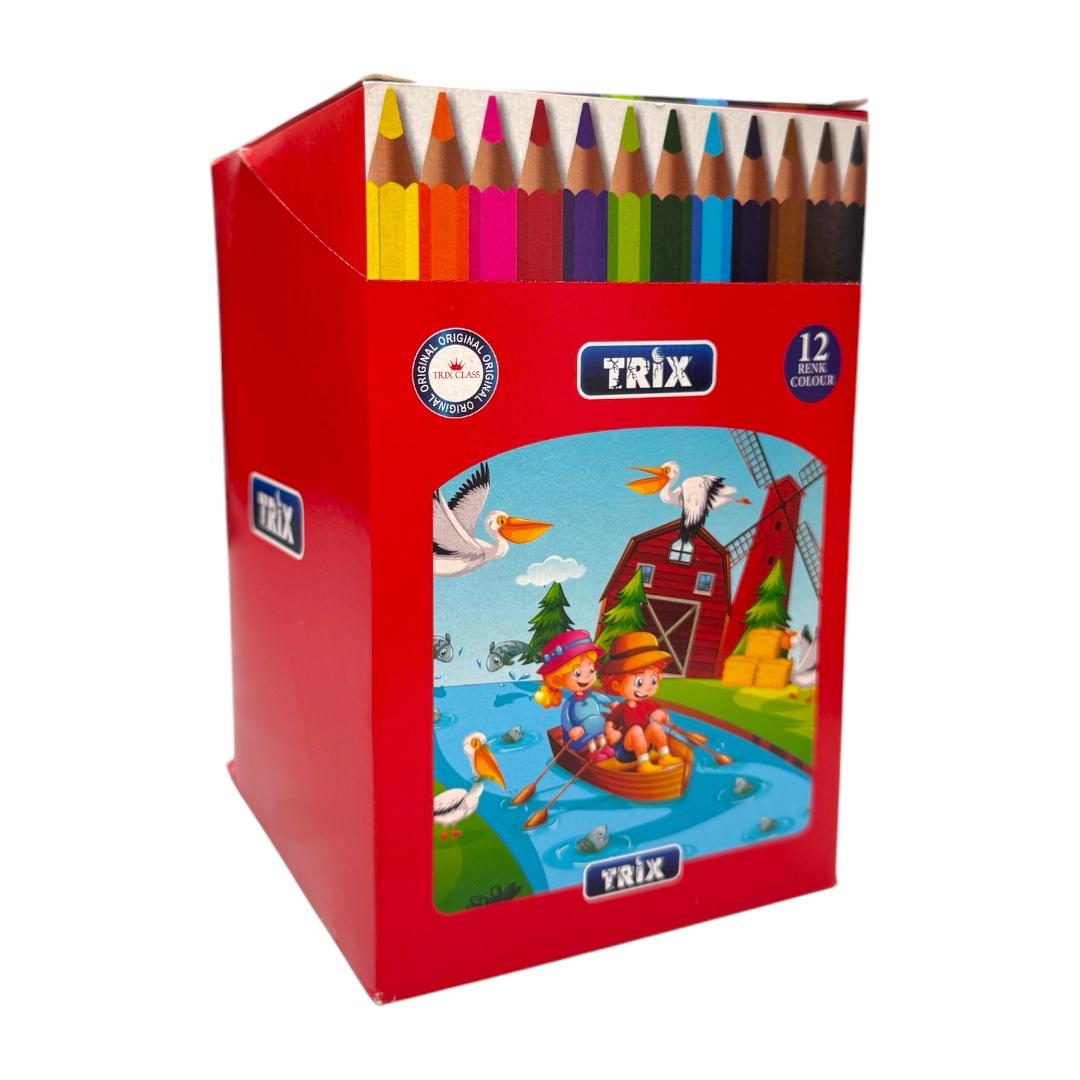 TRİX UZUN JUMBO KURU BOYA 12 RENK 12'Lİ PAKET
